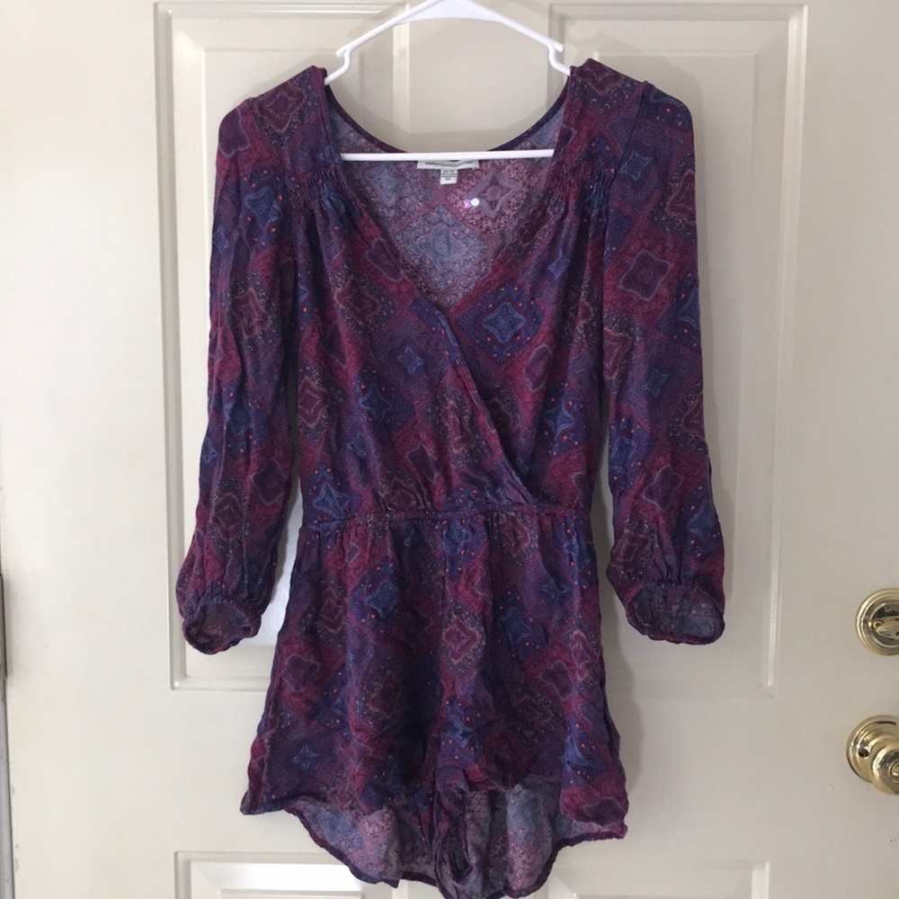 XS Multi-Color 3/4 Sleeve Romper